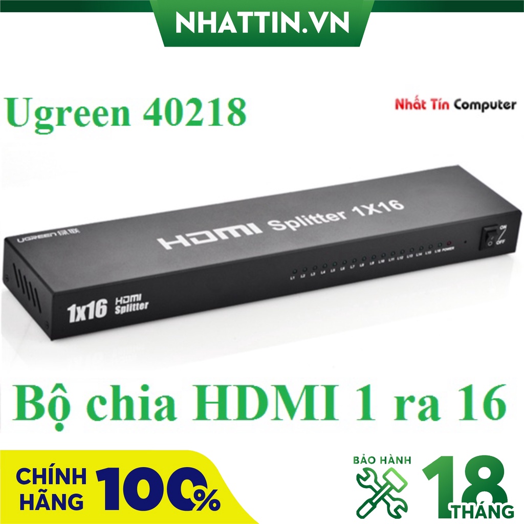 Bộ chia HDMI 1 ra 16 cống hỗ trợ HDMI 1.3b full HD 1080p chính hãng Ugreen 40218 cao cấp - Phân Phối Chính Hãng