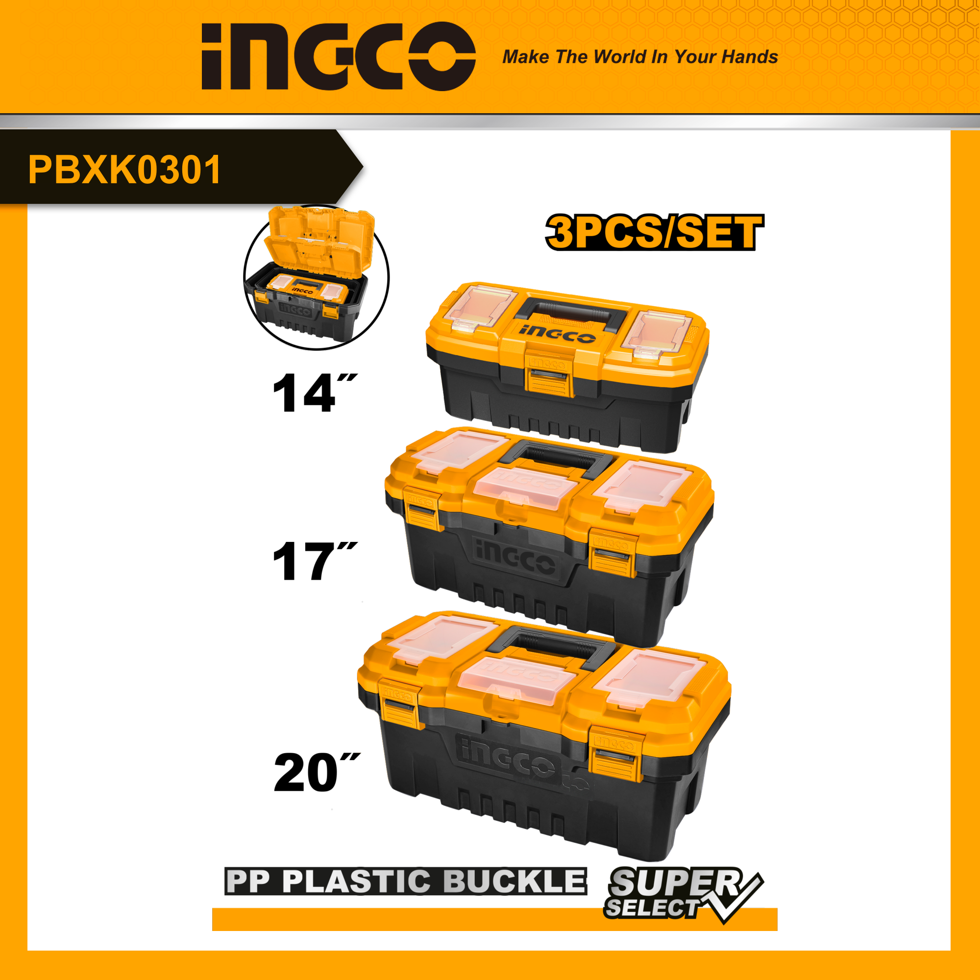 Ingco pbxk0301 bộ 3 hộp công cụ 3 cỡ