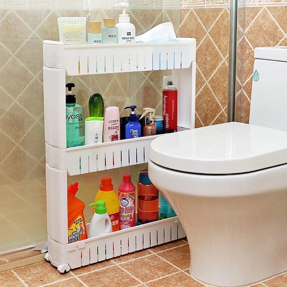 Kệ để đồ chai lọ 3 tầng có bánh xe đa năng-kệ nhựa 3 tầng có bánh xe kéo tiết kiệm không gian, kệ để đồ 3 tằng thông minh hàng cao cấp , kệ để gia vị , kệ nhà tắm