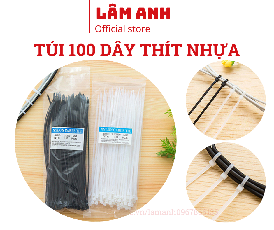 Dây buộc/Dây rút nhựa buộc dây cáp, túi nilong, cây lan,…