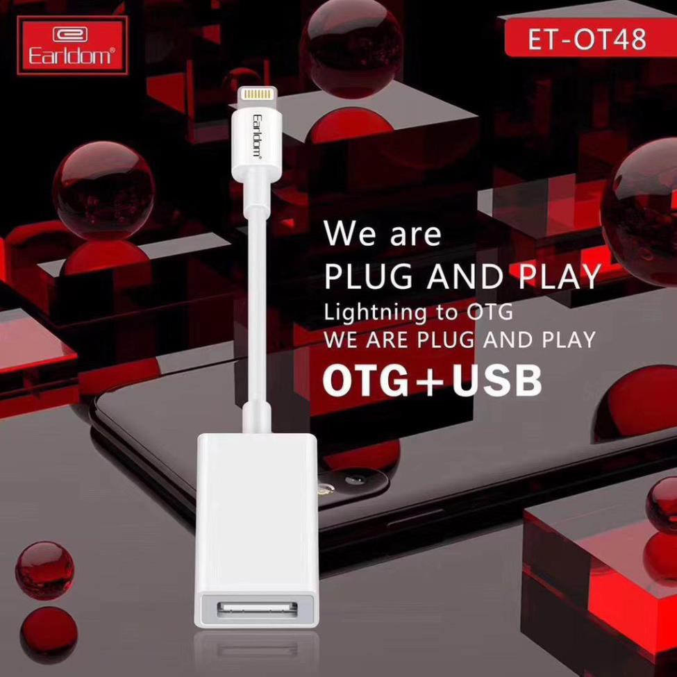 Cáp otg dành cho iphone, ipad earldom ot48 - hàng chính hãng bảo hành 1 đổi 1