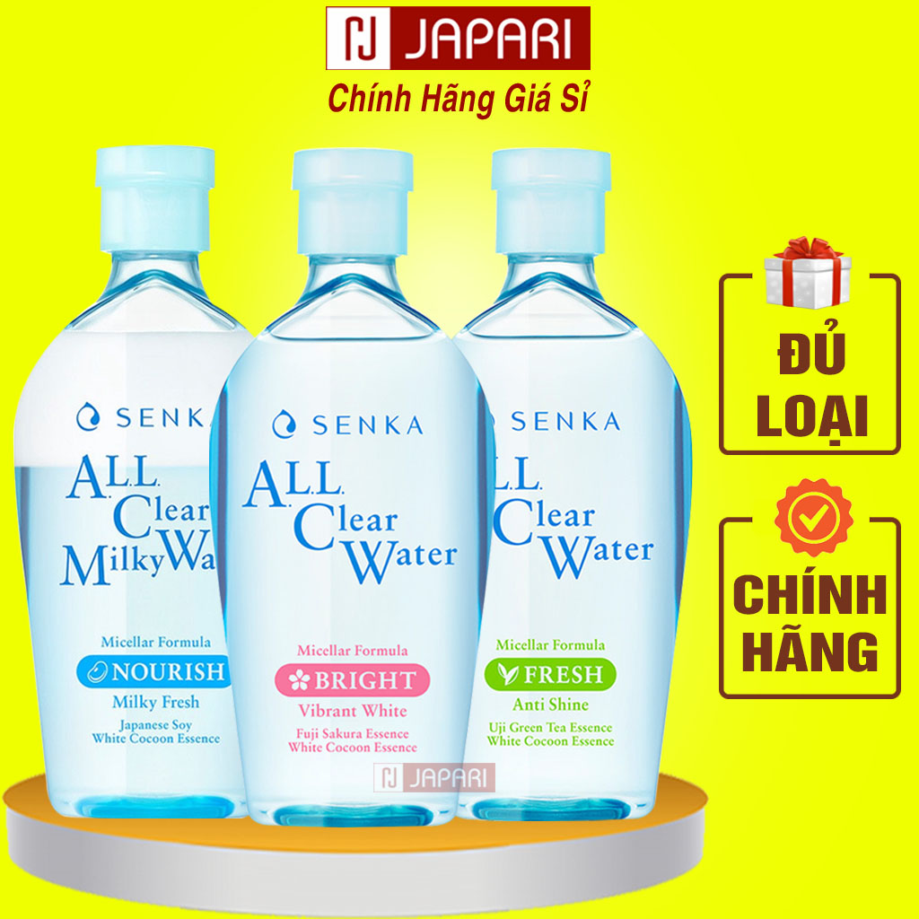 Nước Tẩy Trang SENKA CHÍNH HÃNG NHẠT BẢN - Tẩy Trang Cho Da Dầu Mụn, Da Khô, Da Thường, Da Tẩy Trang Micellar 230ml - Tẩy Trang Cho Mọi Loại Da - Mỹ Phẩm Giá Sỉ JAPARI