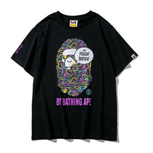 Áo thun cotton tay ngắn in hình BAPE thời trang