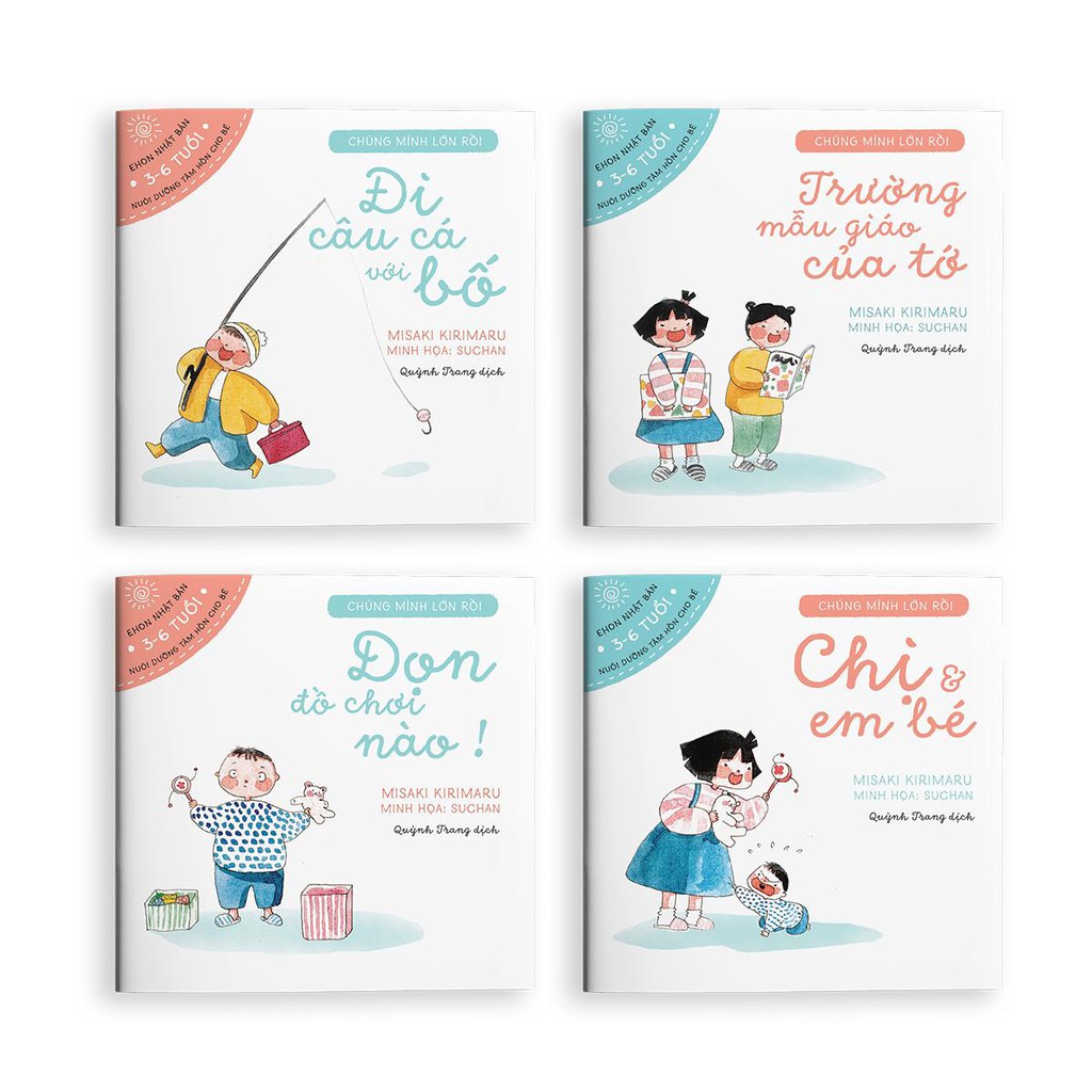 Sách cho bé ehon nhật bản, chúng mình lớn rồi bộ 4 cuốn