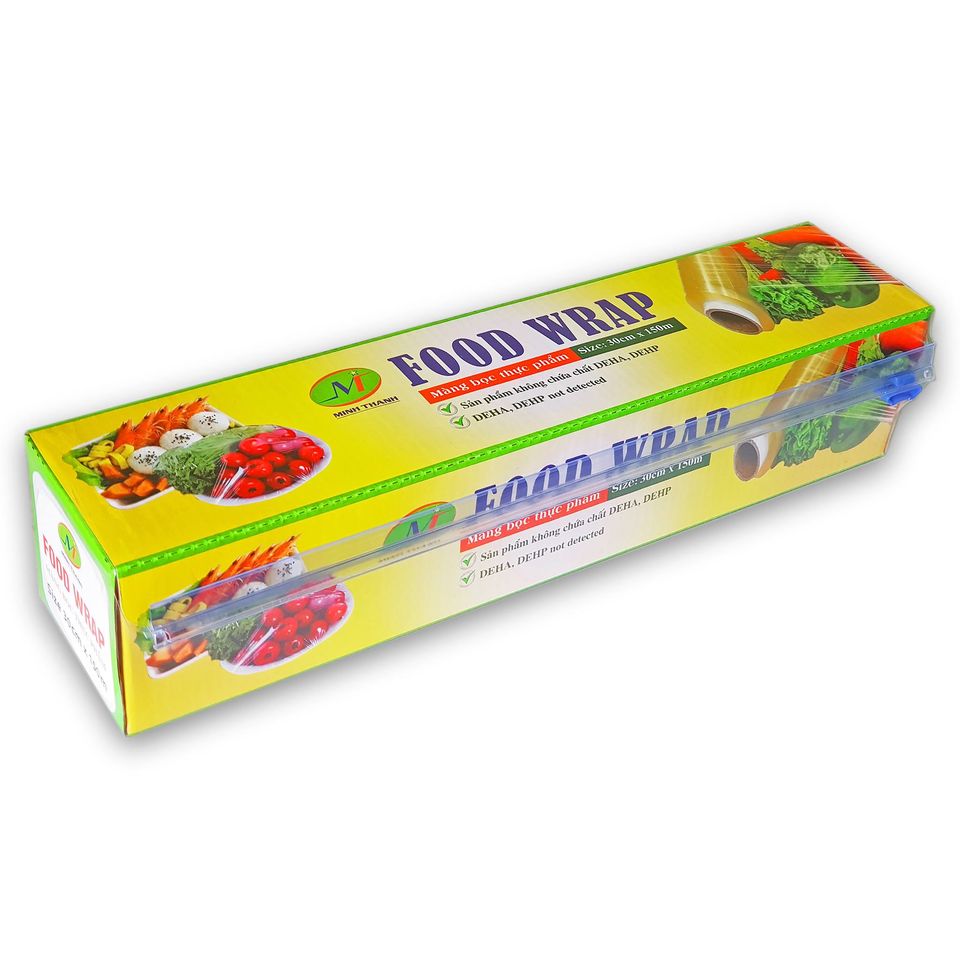 Màng bọc thực phẩm có dao cắt nhựa Minh Thành 30cm x 150m.