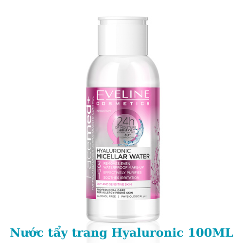 Nước tẩy trang dưỡng ẩm da Hyaluronic Eveline Facemed+ 100ML