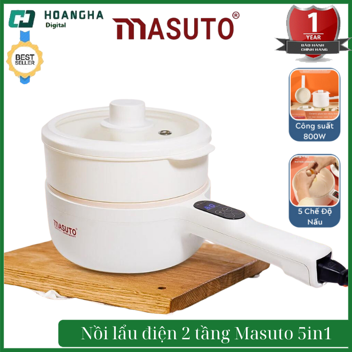 Nồi lẩu điện mini 2 tầng 5in1 masuto - 6 chức năng nấu - nồi lẩu điện masuto - dung tích 1,8 lít - nồi lẩu mini masuto - bảng điện tử chống nước - nồi lẩu điện 2 tầng masto - nồi lẩu diện mini - nồi lẩu điện 2 tầng.