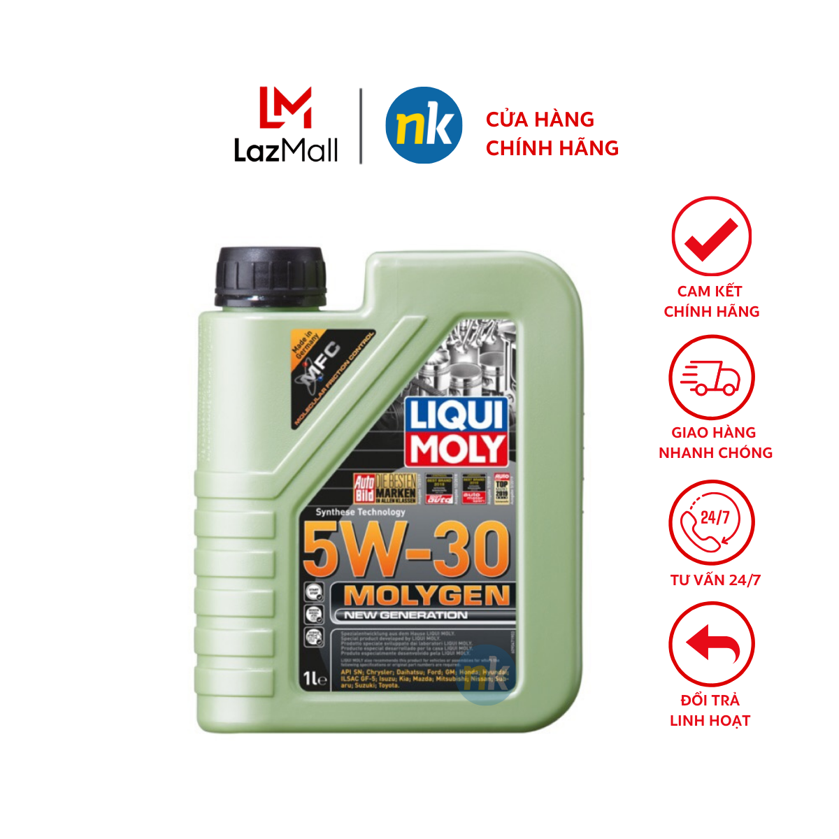 Liqui Moly Molygen 5W30 1L nhớt tổng hợp 100% cao cấp - Dùng cho tất cả dòng xe tay ga đời mới, xe AB, SH, Nouvo, PCX