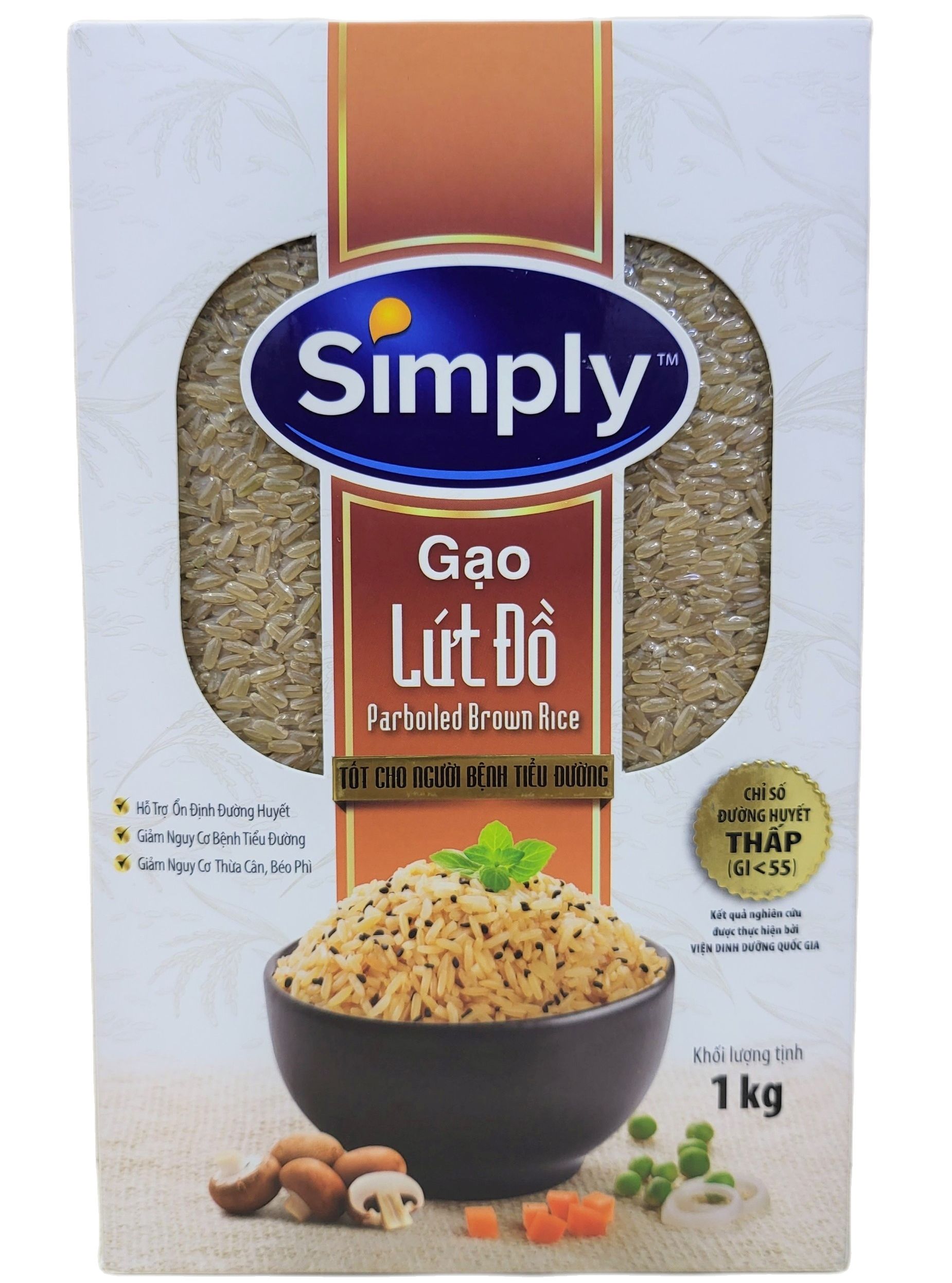 SIMPLY (Hộp 1 Kg) GẠO LỨT ĐỒ (tốt cho người bị tiểu đường) Parboiled Brown Rice