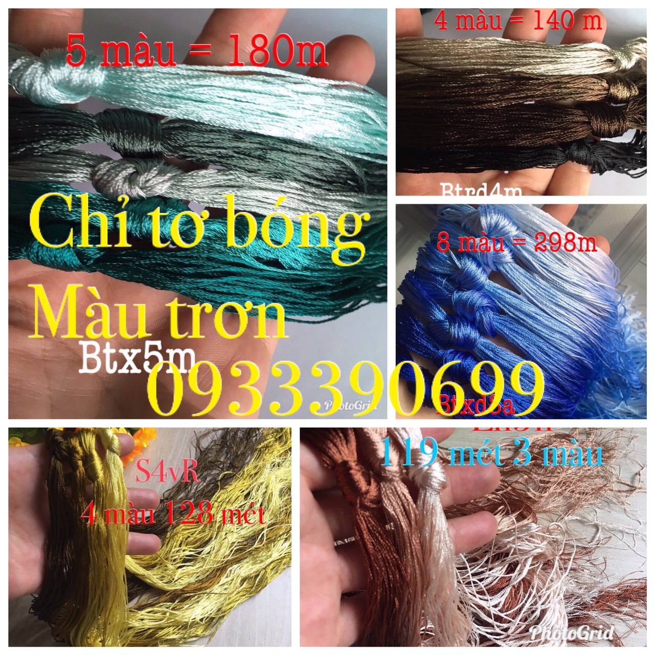 🌺chỉ thêu tơ bóng trơn xám xanh dương lý ngọc