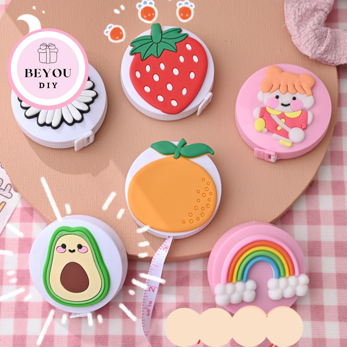 Thước Dây Cuộn Mini Rút Tự Động Hoạt Hình Siêu Dễ Thương - BEYOU