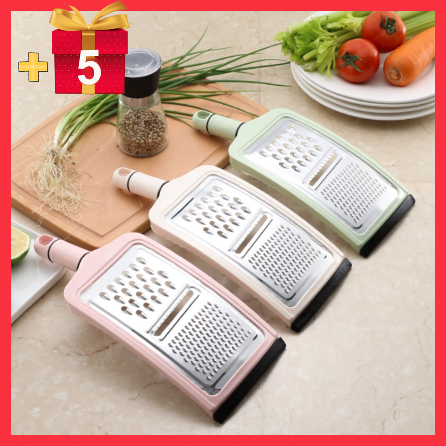 Dao bào cỡ lớn có tay cầm tiện lợi, bào sợi, gọt vỏ, thái lát, bào nhuyễn, nạo củ quả đa năng, tiết kiệm thời gian