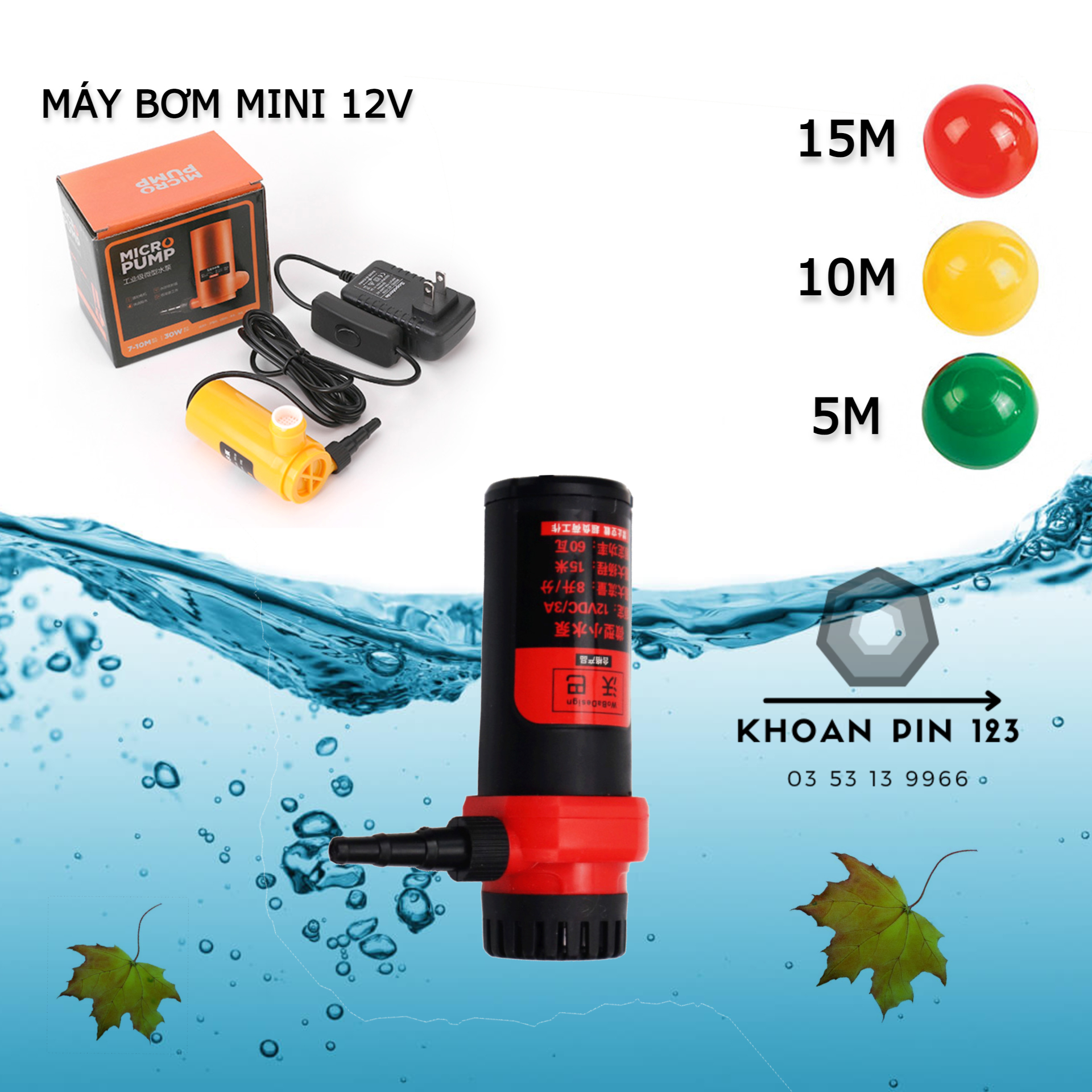 Máy bơm nước mini 12v dùng cho máy cắt rãnh tường, máy khoan nước, tưới cây, thay nước bể cá