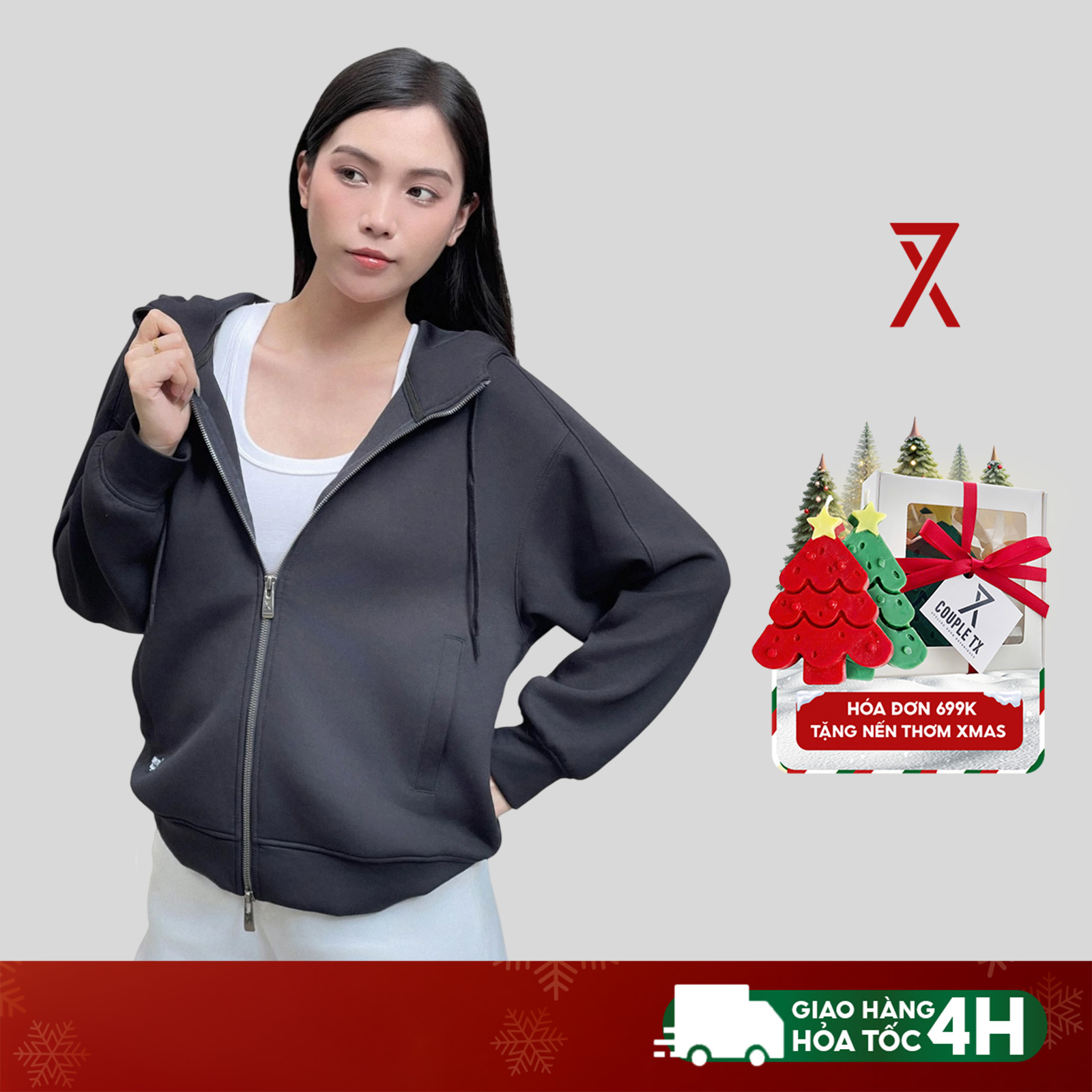  Áo Khoác Nữ COUPLE TX - Thun 2 Da Airlayer Có Nón Chống Nắng Chất Vải 2 da Dệt Kim Mềm Mịn Có 2 Túi Trong WOK 2059 