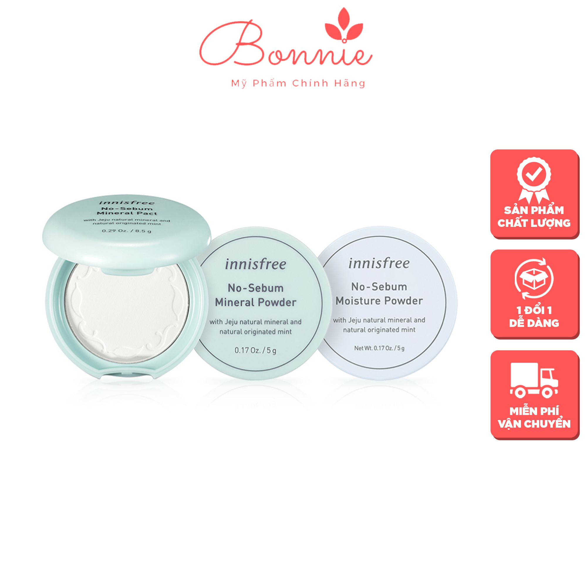 Phấn phủ innisfree kiềm dầu no sebum bb29 độ che phủ cao, mềm mịn, kiểm soát nhờn - bonnie beauty shop