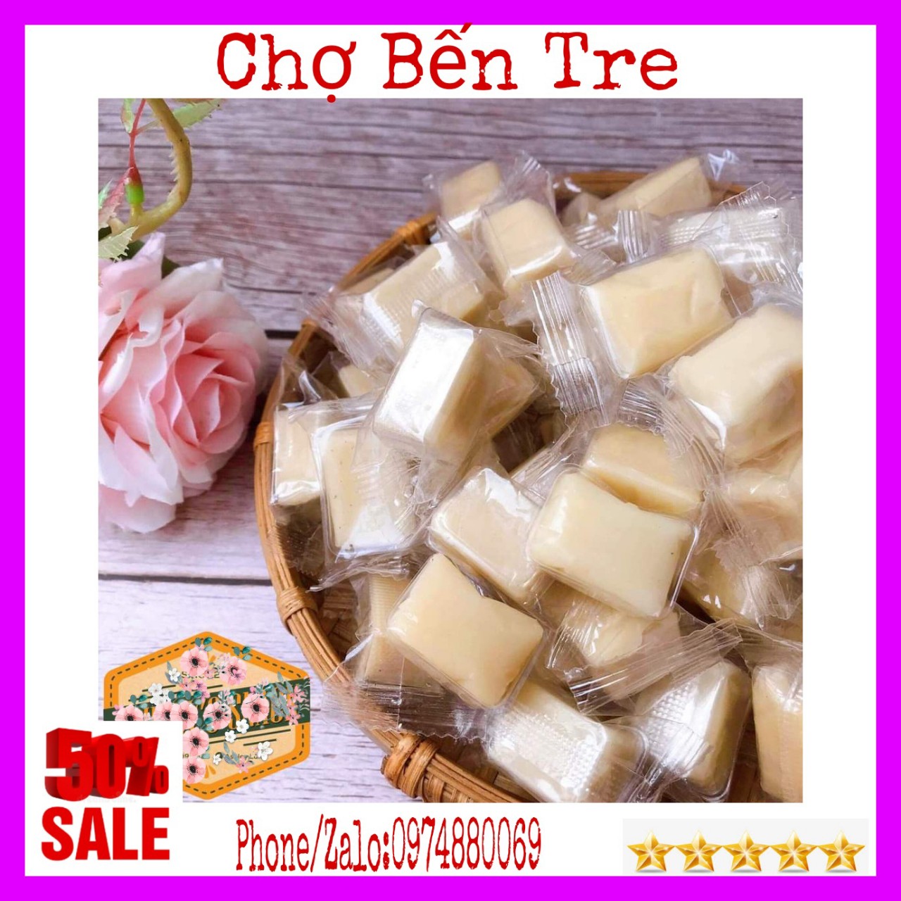 1kg kẹo dừa sáp truyền thống bến tre- chợ bến tre
