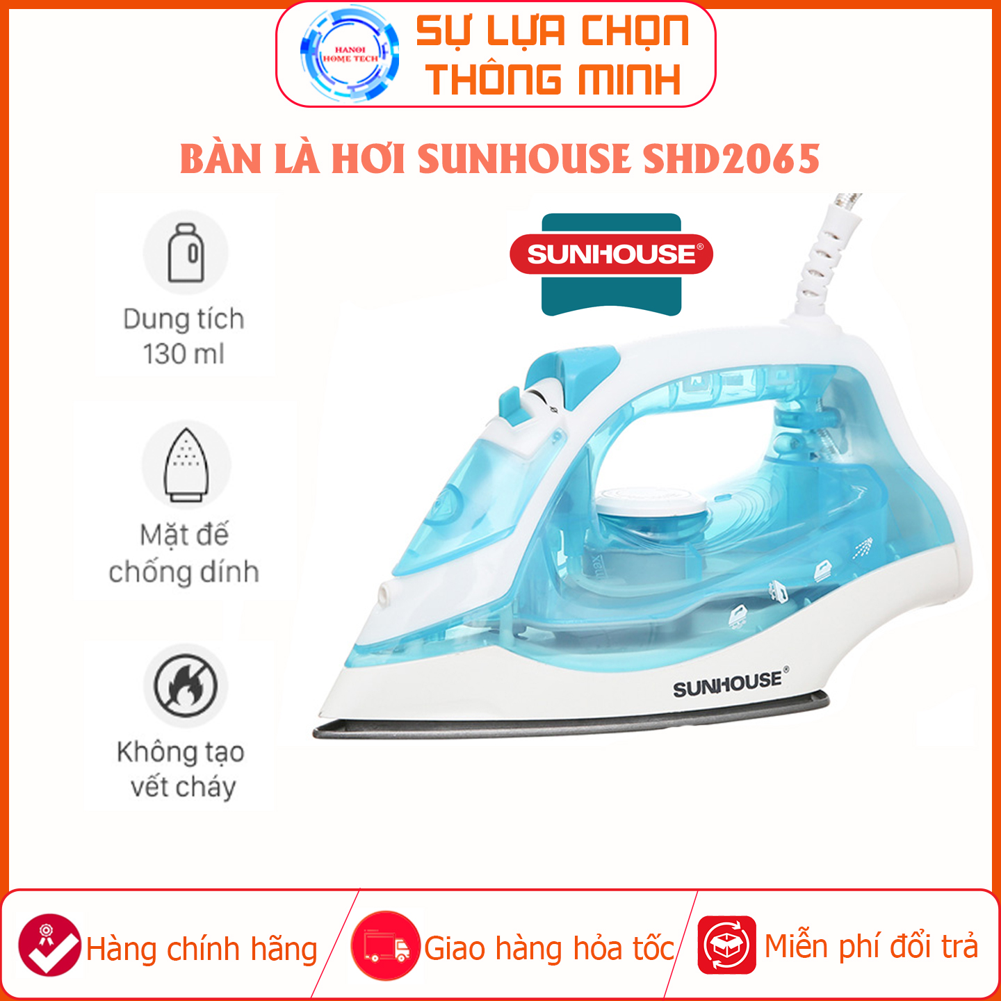 Bàn là hơi nước sunhouse shd2065 - tự động ngắt khi không di chuyển - bàn ủi hơi nước - 5 chế độ nhiệt - bảo hành 2 năm