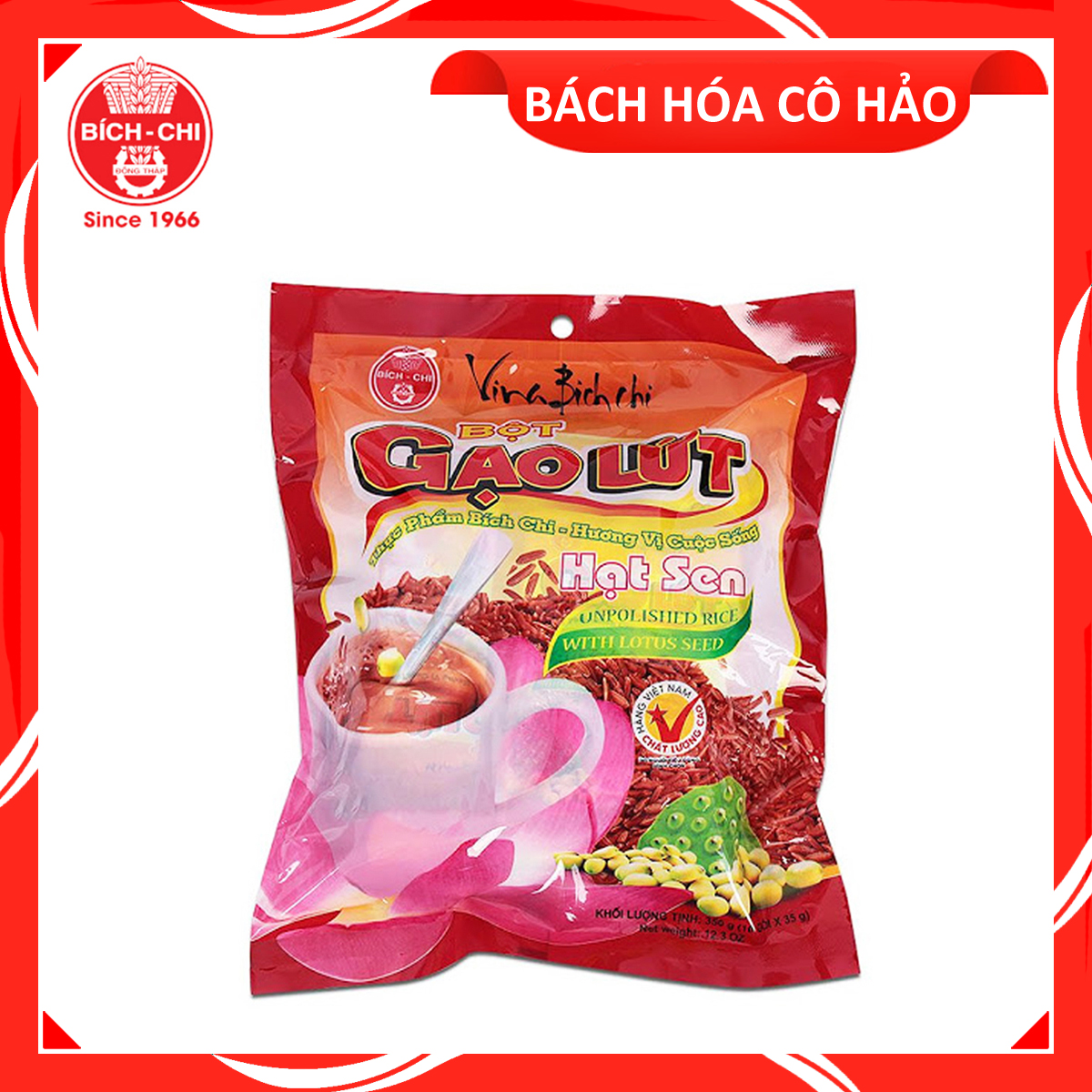 BỘT GẠO LỨT HẠT SEN BÍCH CHI UNPOLISHED RICE POWDER WITH LOTUS SEED
