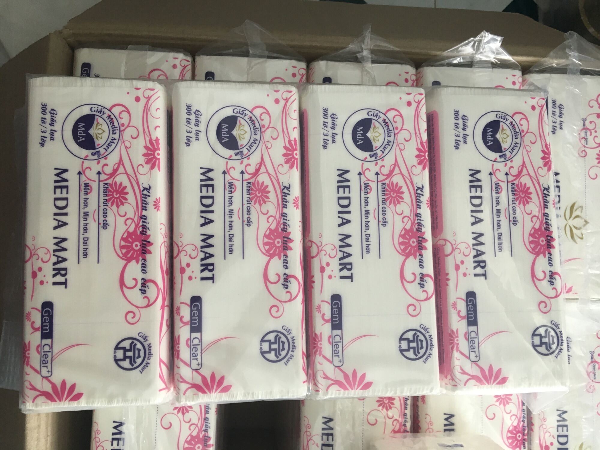 Combo 10 bịch giấy rút lụa media mart 3 lớp 300 tờ