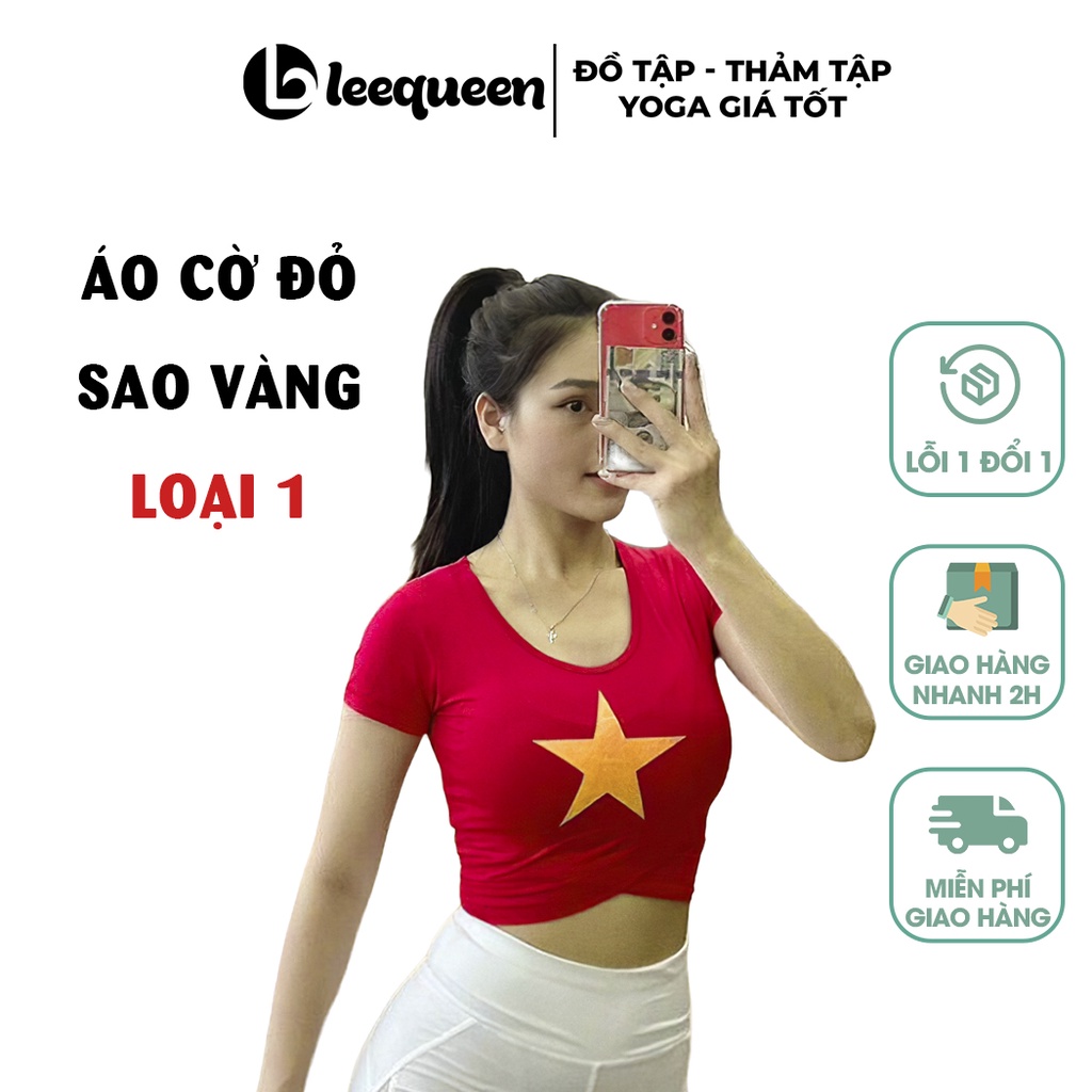 Áo cờ đỏ sao vàng đồng phục yoga gym, áo croptop, áo phông