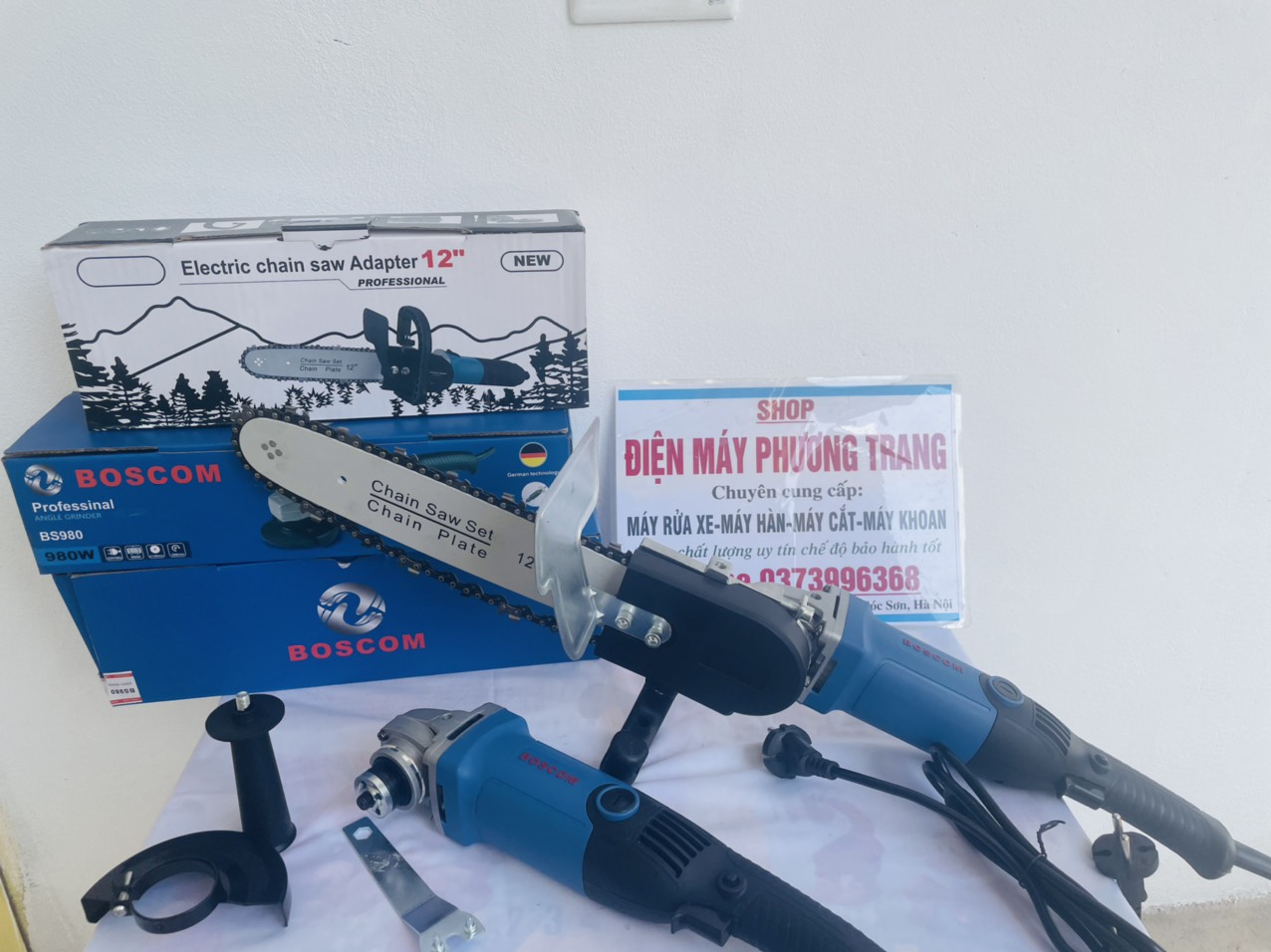 Combo máy mài kèm lưỡi cưa xích cắt cây