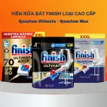 Viên rửa bát Finish Quantum Max Ultimate Plus 70 60 Viên Muối bóng vệ sinh máy Finish loại Cao cấp rửa Cực Mạnh