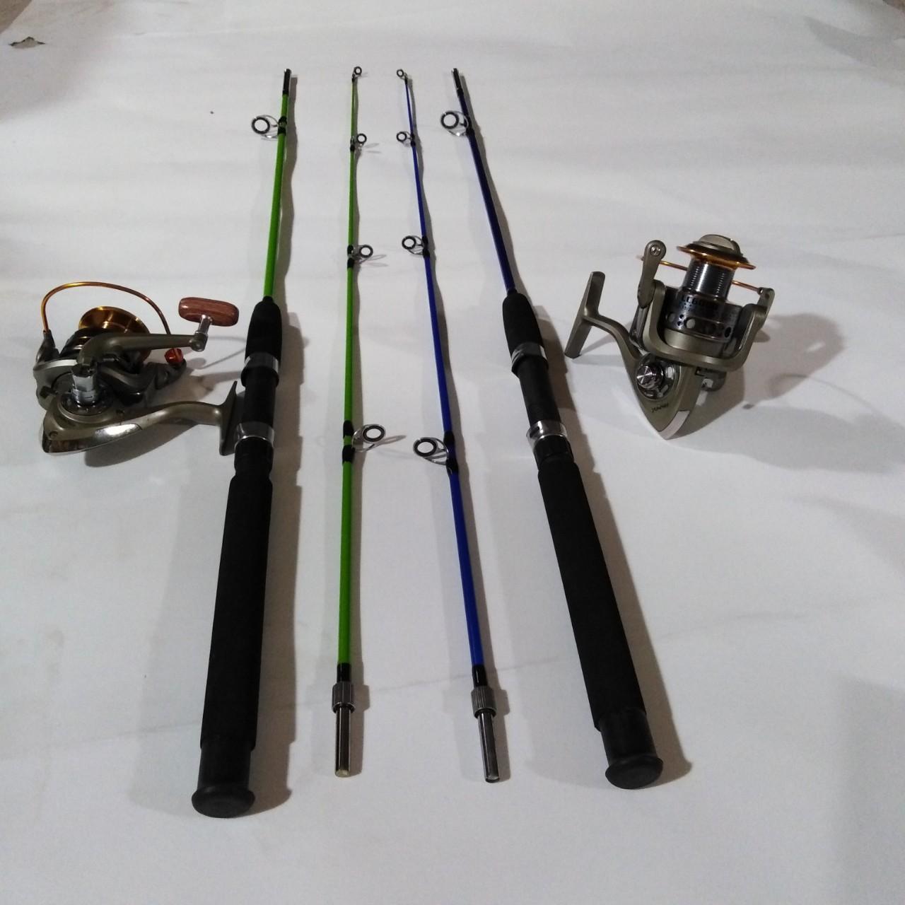 Can cau ca combo 2 cần câu 2 khúc shimano 2m1 đến 2m7 đặc ruột 2 máy yumoshi lc7000- Cần Câu Shimano Giá re toàn quốc