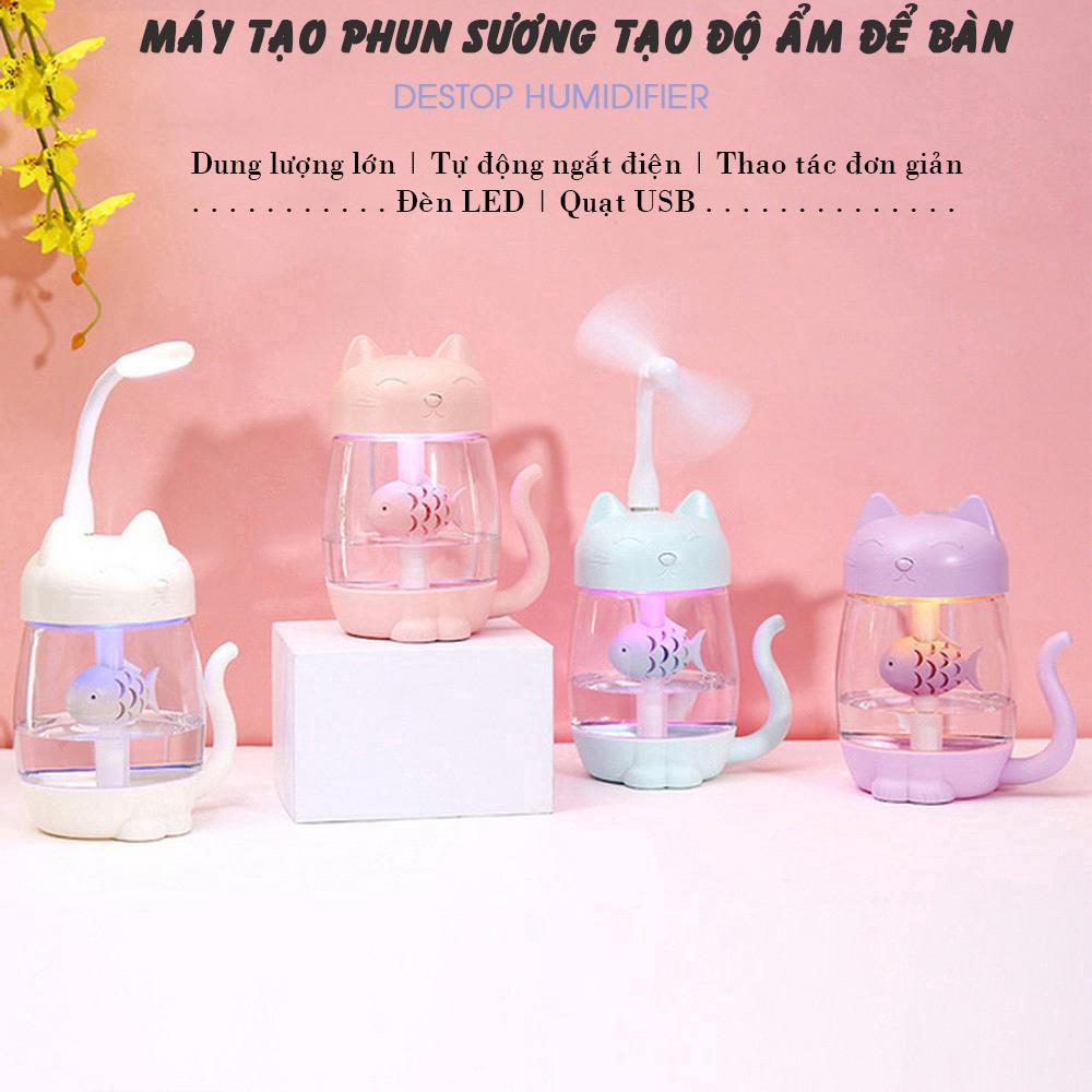 Quạt Phun Sương Tự Động - Máy Phun Sương Tạo Độ Ẩm Chăm Sóc Da , Dùng Làm Đèn Ngủ , Đèn Bàn, Quạt Phun Sương Tạo Ẩm Trang Trí Nhà Cực Xinh