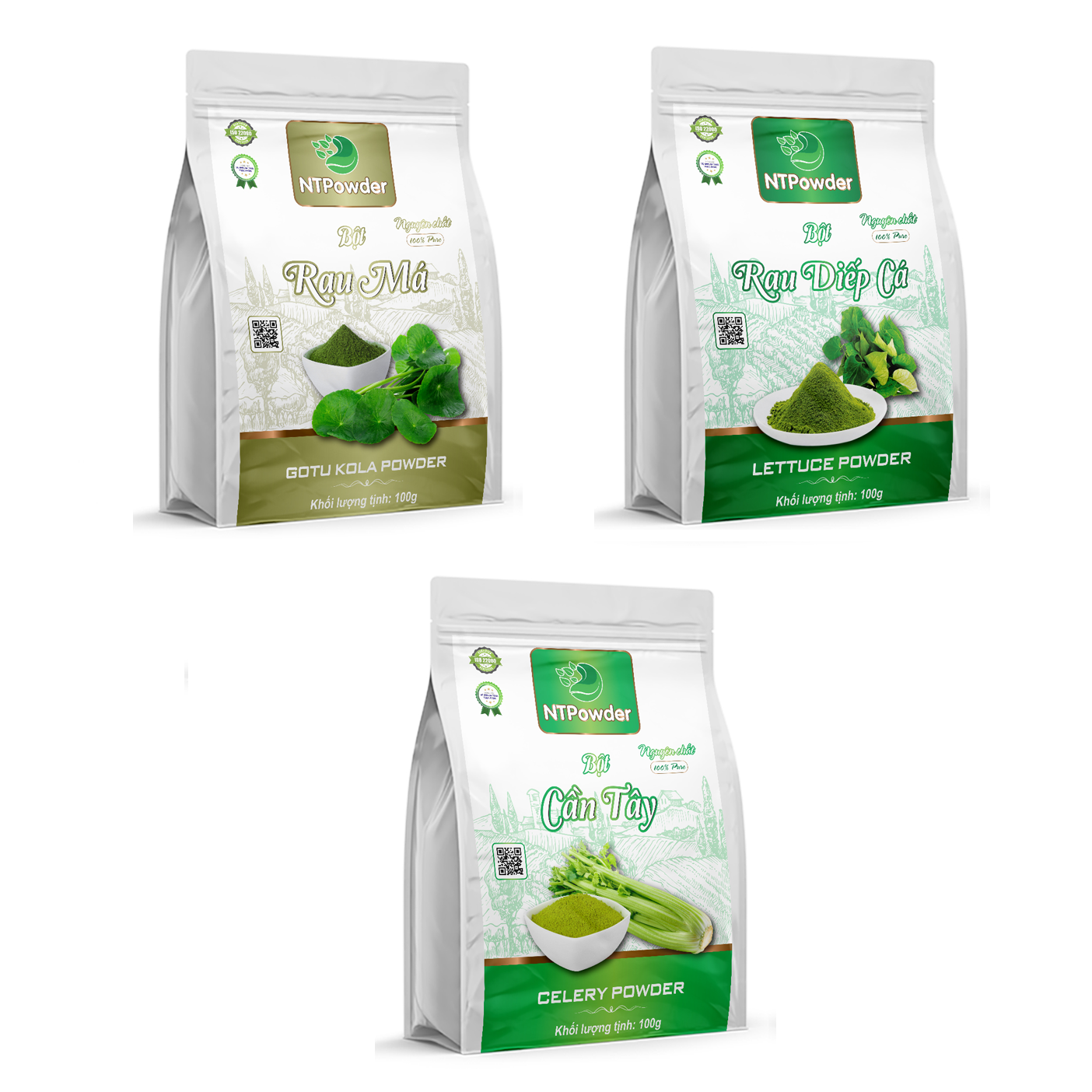 Bột rau má - diếp cá - cần tây sấy lạnh nguyên chất ntpowder - nhất tín food