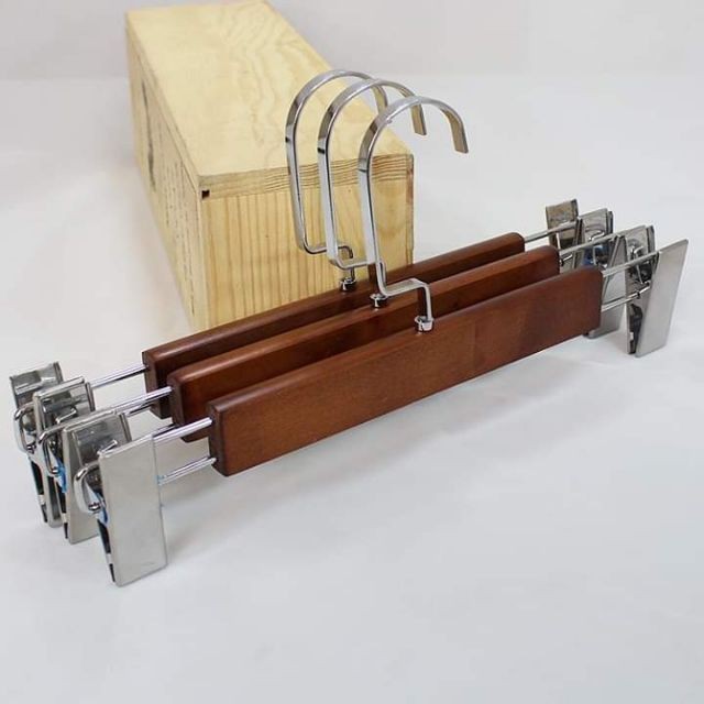 Combo 50 móc kẹp quần gỗ nâu - móc kẹp treo quần - móc treo quần áo - móc kẹp