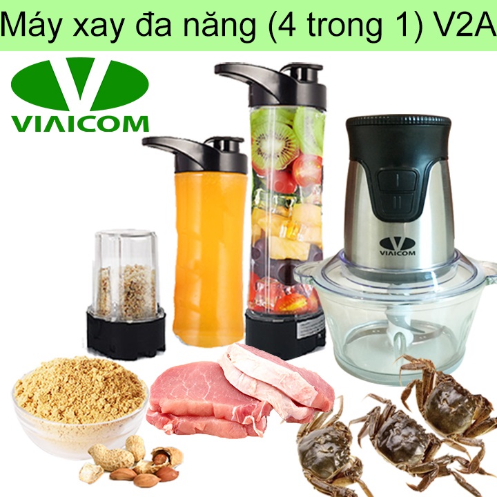Máy xay thịt, xay sinh tố viaicom v2a 4 trong 1, công suất 500w, 2 tốc độ xay-