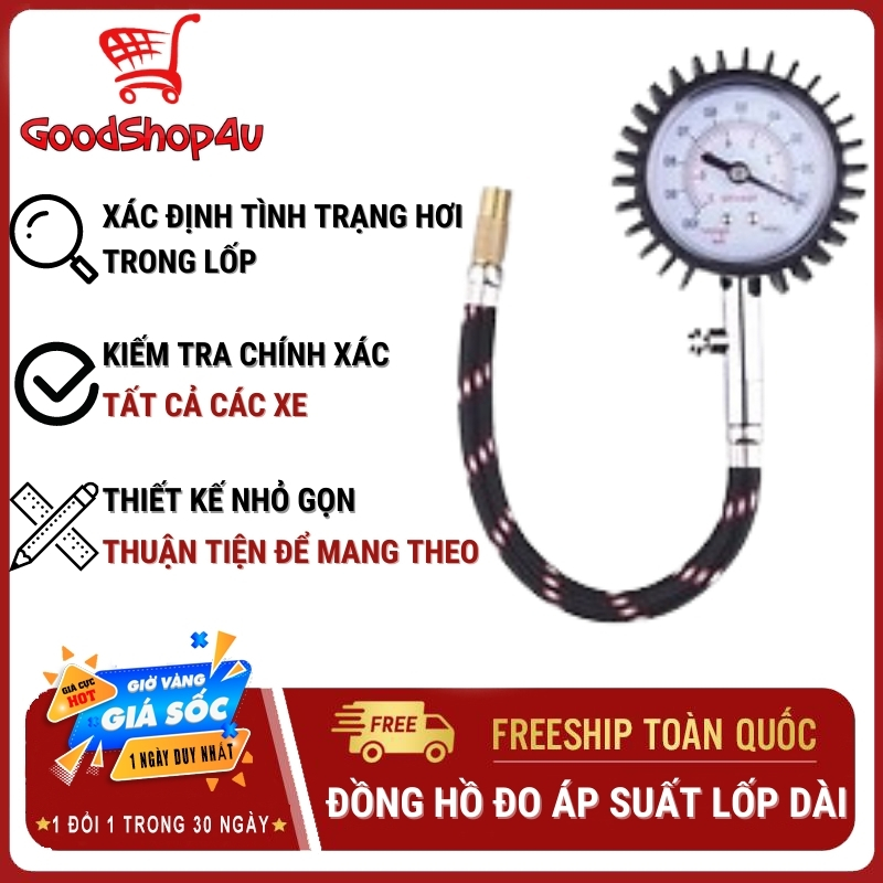 Đồng Hồ đo áp suất lốp ô tô, xe máy chất lượng cao - Đồng Hồ đo áp suất lốp ô tô, xe máy ống dài nhỏ gọn chính xác tuyệt đối