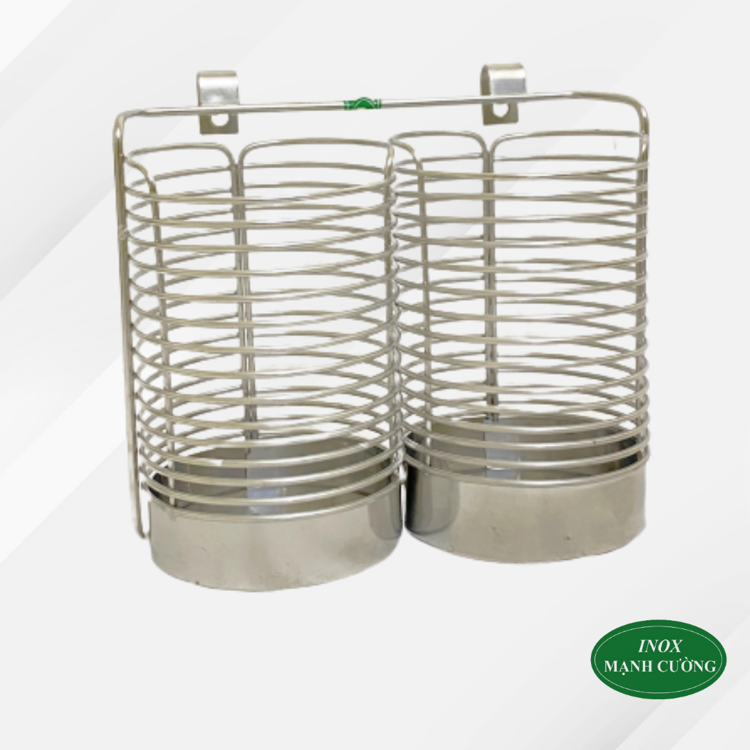 Ống đựng đũa tròn 2 ngăn inox 201 Mạnh Cường
