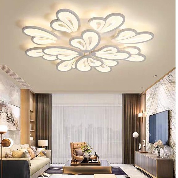 Đèn ốp trần, đèn trần trang trí phòng khách, phòng ngủ, trần thạch cao 3 chế độ sáng có kèm điều khiển từ xa