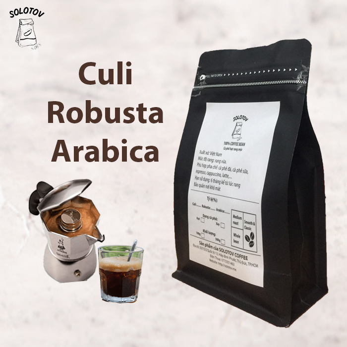 [CÀ PHÊ HẠT RANG MỘC] 100g Cà phê hạt Culi Robusta Arabica rang mộc pha phin pha máy - SoloTov Coffee (Trộn theo tỷ lệ)