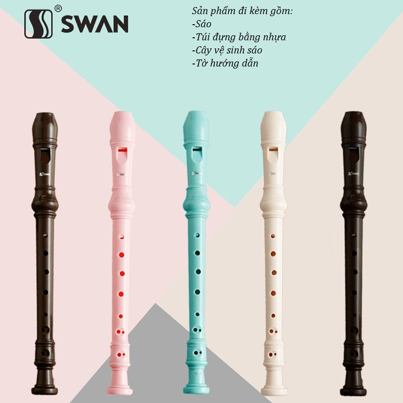 Sáo nhựa Recorder 8 lỗ cho học sinh, trẻ em và người mới học Tone C