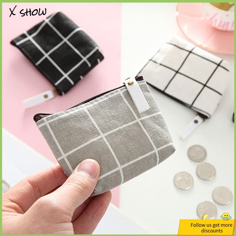 X Hiển thị khóa Hàn Quốc trường hợp mini lưới vải lanh và cotton Ví đựng