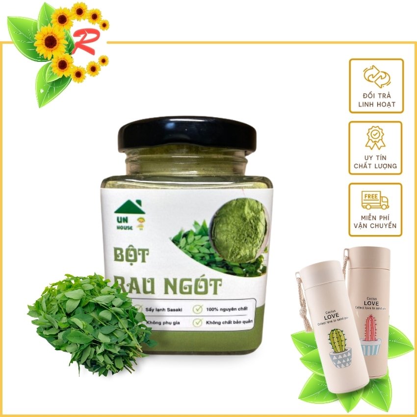 [FREESHIP+QUÀ TẶNG 01 BÌNH NƯỚC GIỮ NHIỆT] Bột Rau Ngót Sấy Lạnh Nguyên Chất UNHOUSE , Ngăn Ngừa Táo Bón, Cải Thiện Sữa Mẹ, Dùng Cho Bé Ăn Dặm, Không Phụ Gia, Không Chất Bảo Quản, 100% Nguyên Chất, Lọ Thủy Tinh 150gr - RECH SHOP