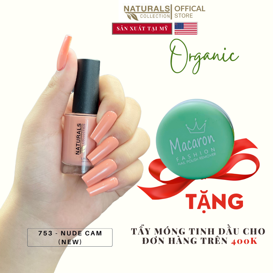 Sơn móng tay hữu cơ màu Nude Cam USA NATURALS COLLECTION sử dụng được cho mẹ bầu và trẻ em - 7.5ml - 753