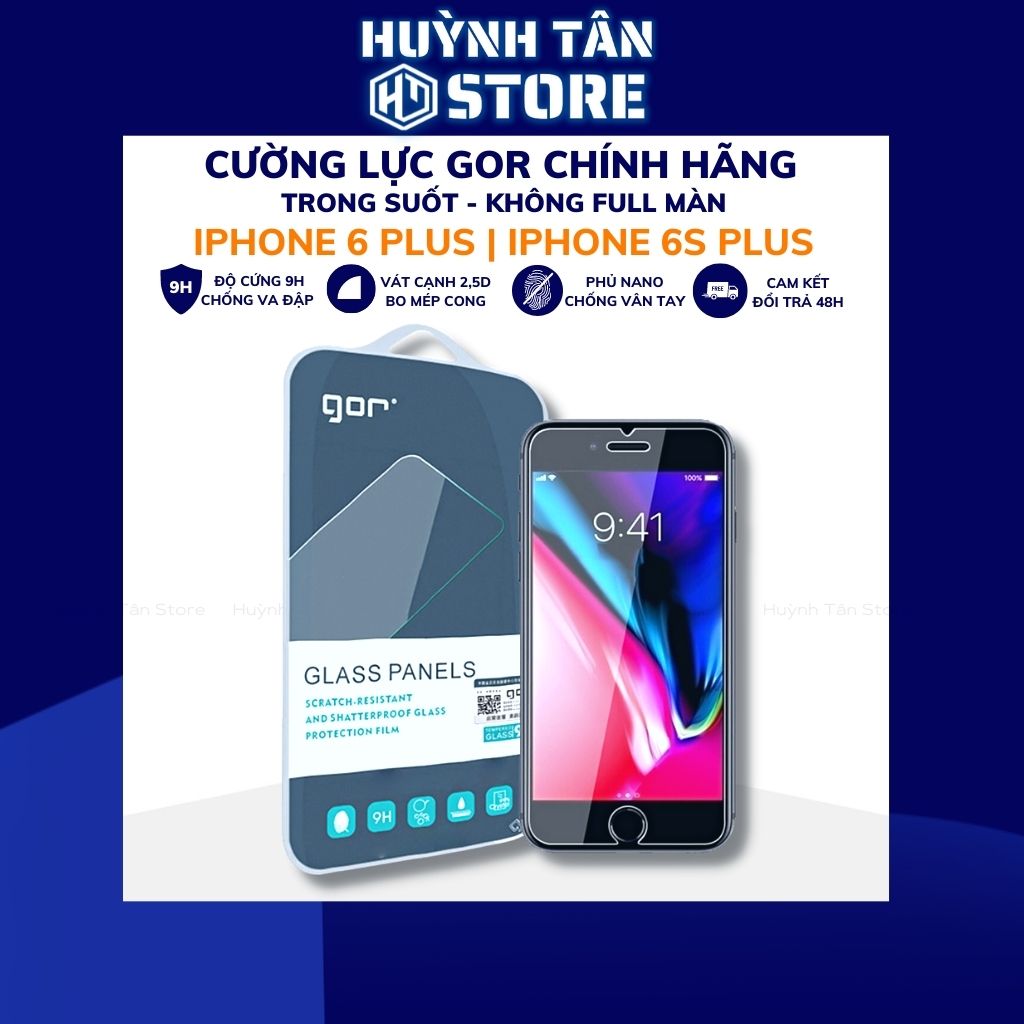 Kính cường lực iphone 6 plus trong suốt không full màn chính hãng Gor phụ kiện điện thoại huỳnh tân store