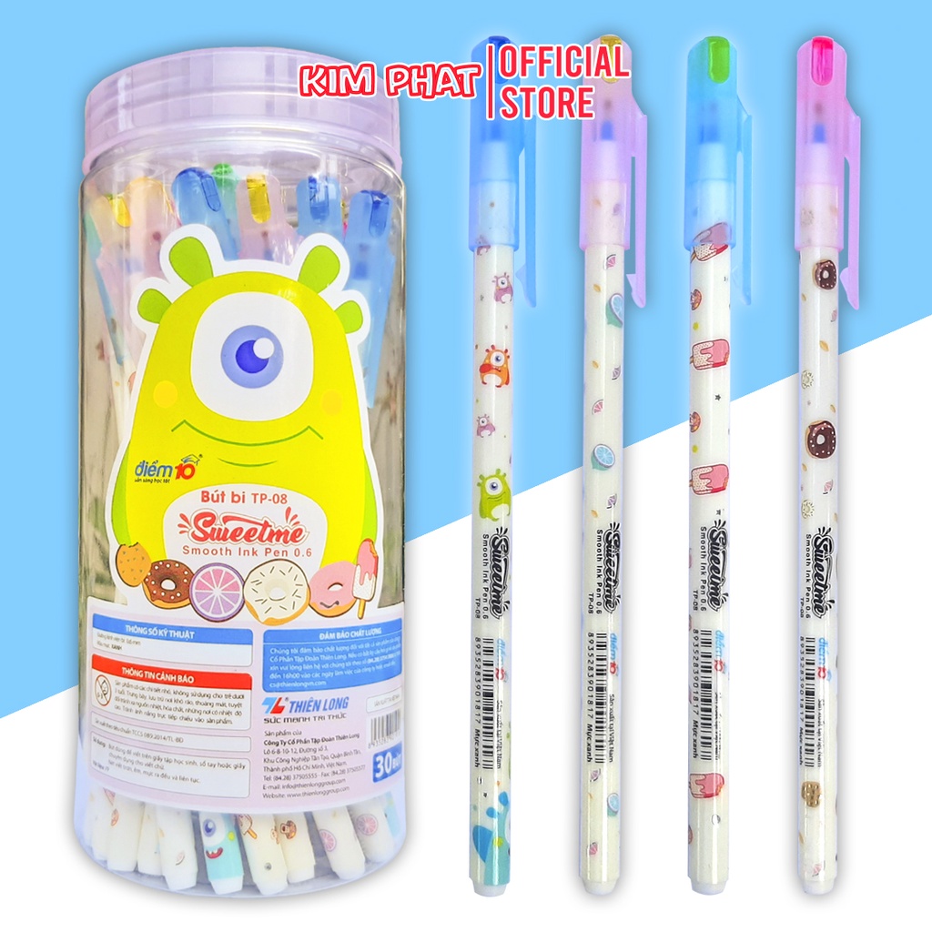 Bút đùn, bút bi nến thiên long tp-08 sweetme ngòi 0.6mm nét thanh mảnh