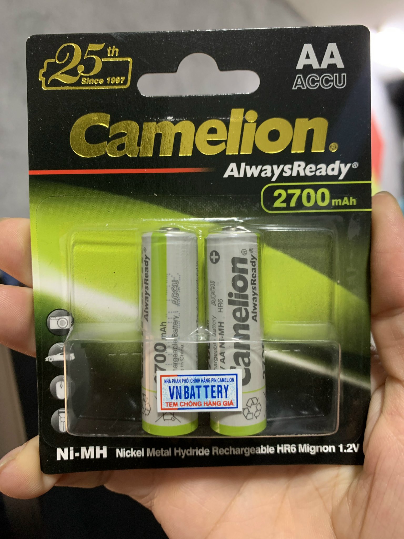 Pin sạc aa camelion 2700 mah alway vỉ 2 viên chính hãng