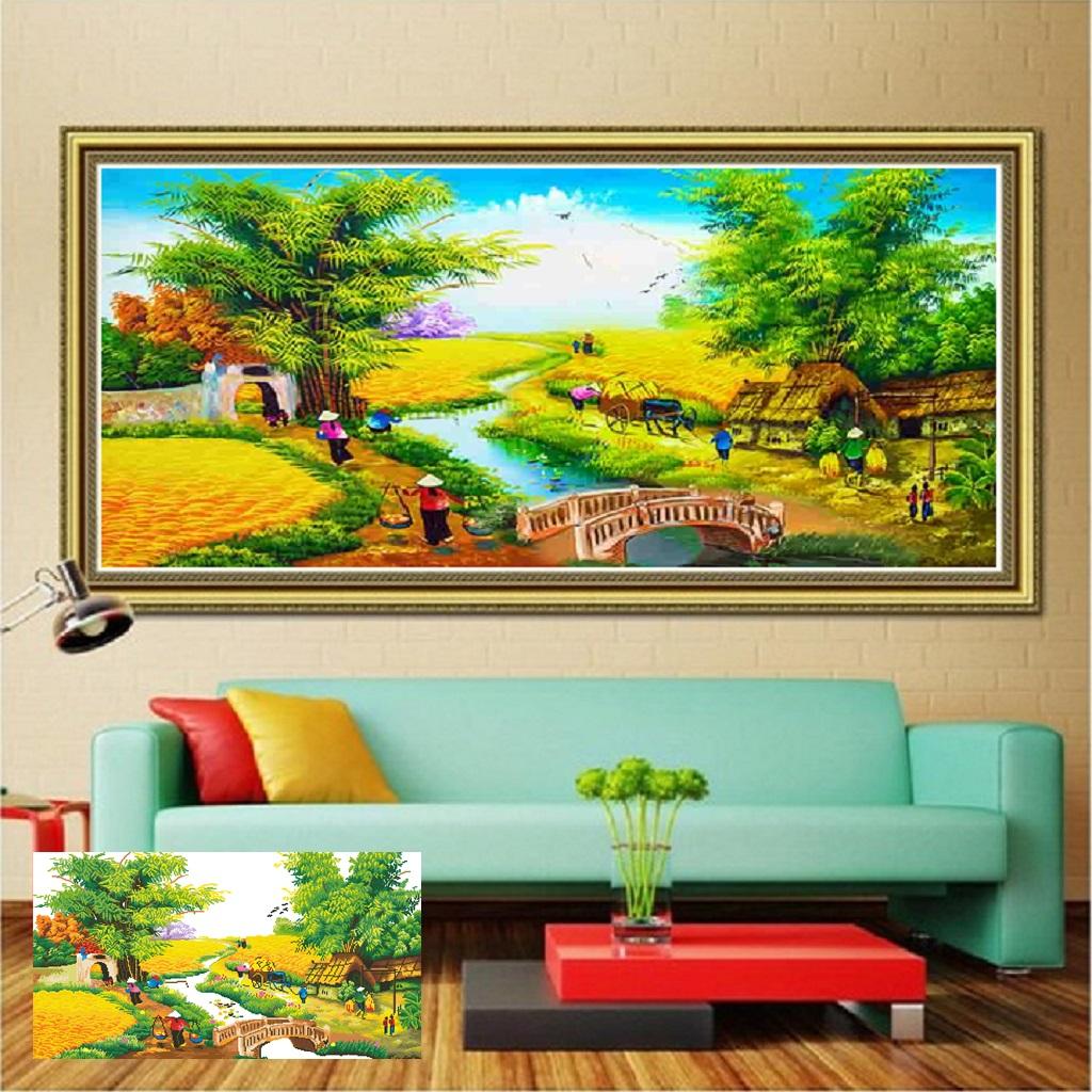 Tranh Thêu Chữ Thập 3D Làng Quê LV3196 - KT 90*63CM