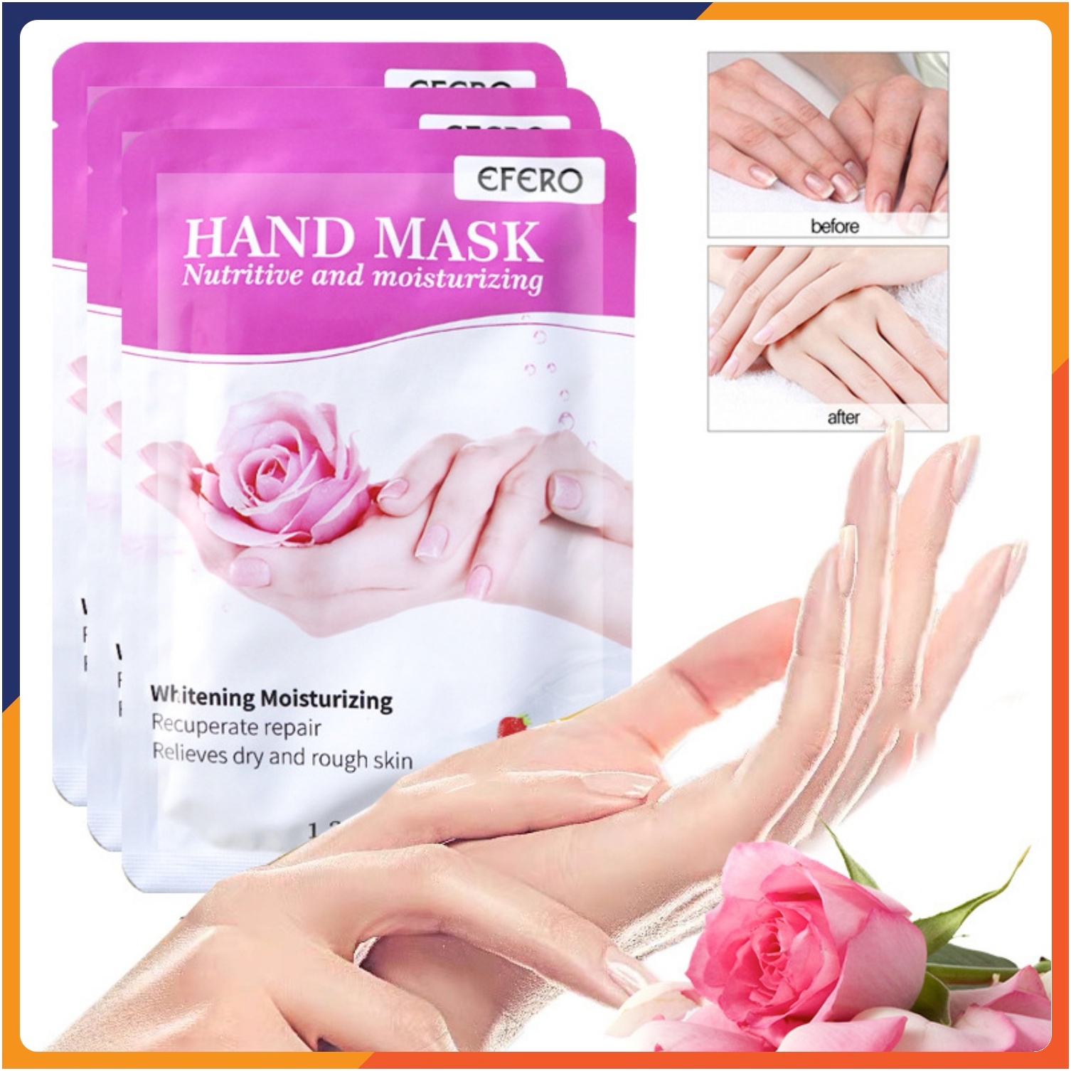 Combo 2 mặt nạ dưỡng da tay EFERO dưỡng ẩm, làm trắng, làm dịu, thải độc, chống lão hóa, làm săn và tăng độ đàn hồi cho da tay, chăm sóc da tay sáng màu, dưỡng trắng, mặt nạ ủ da tay nội địa Trung Quốc 36ml Melystore SPU094