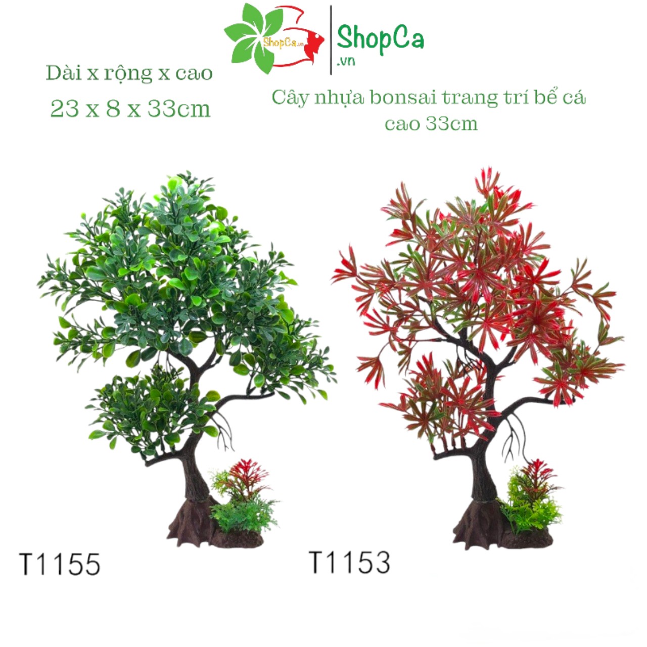 Mô hình cây giả 33 cm, tiểu cảnh cây cảnh trang trí, mô hình cây thủy sinh nhựa bể cá cảnh, lũa giả thủy sinh hồ cá