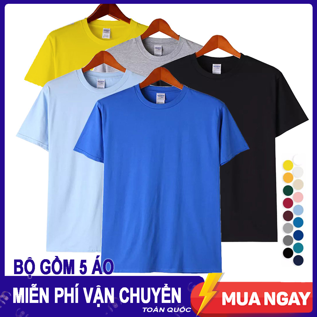 [HCM]COMBO 5 Áo Thun Trơn Nam (Màu Ngẫu Nhiên) Chất Liệu Cotton Cao Cấp Thoáng Mát Thoải Mái XB02