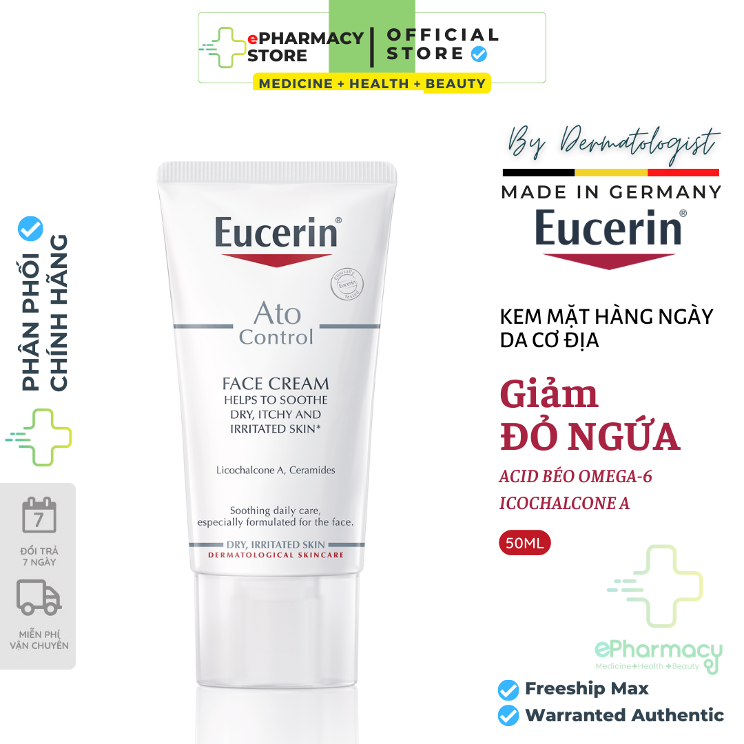 Kem dưỡng ẩm chuyên sâu, tái tạo da nhạy cảm Eucerin AtoControl Face Cream 50ml