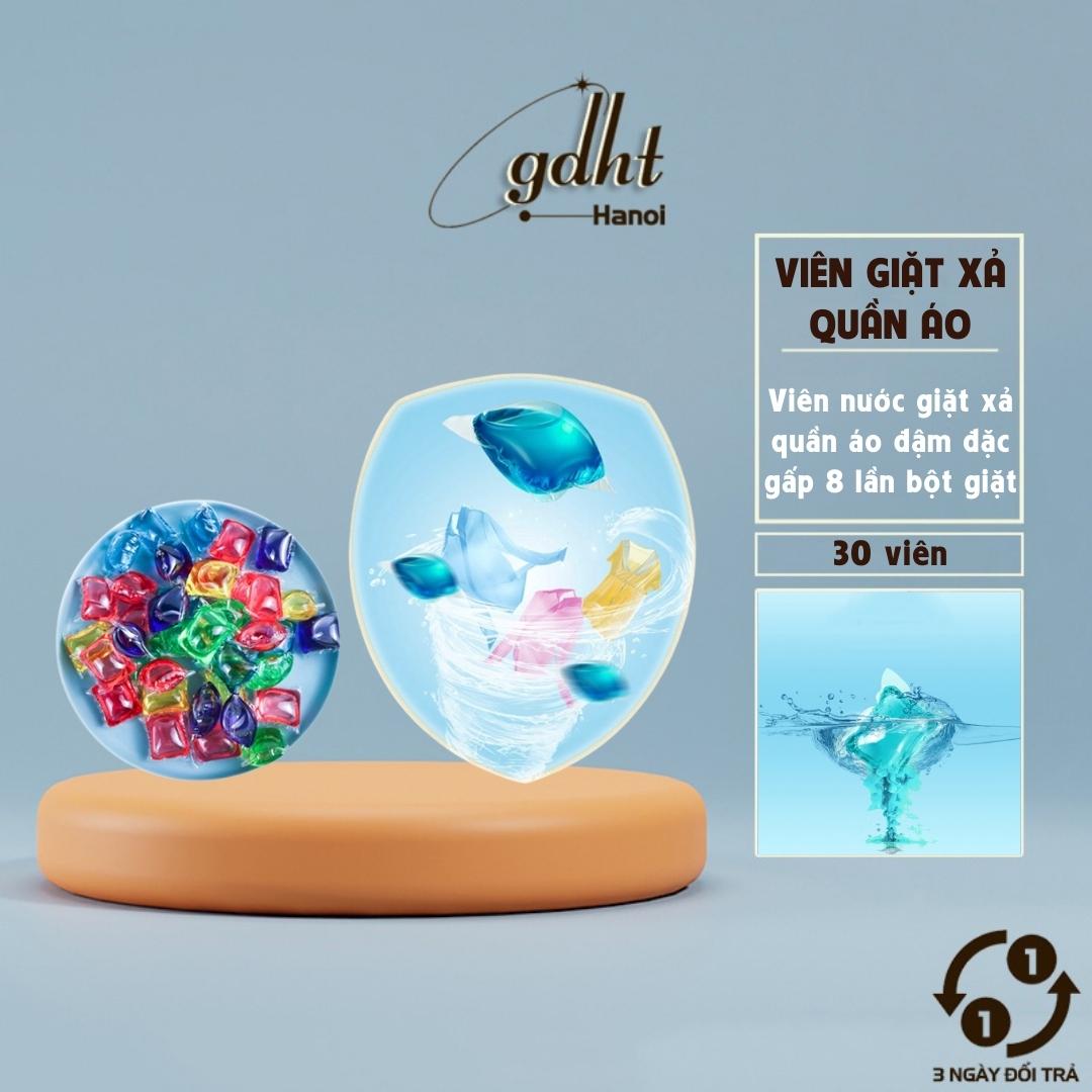 Hộp 30 viên giặt xả quần áo đậm đặc gấp 8 lần, hộp 30 viên nước xả giặt  siêu sạch,hương thơm tươi mát, nước giặt, viên giặt, viên giặt xả đồ (VGX30) - Gia dụng Huy Tuấn Hà Nội