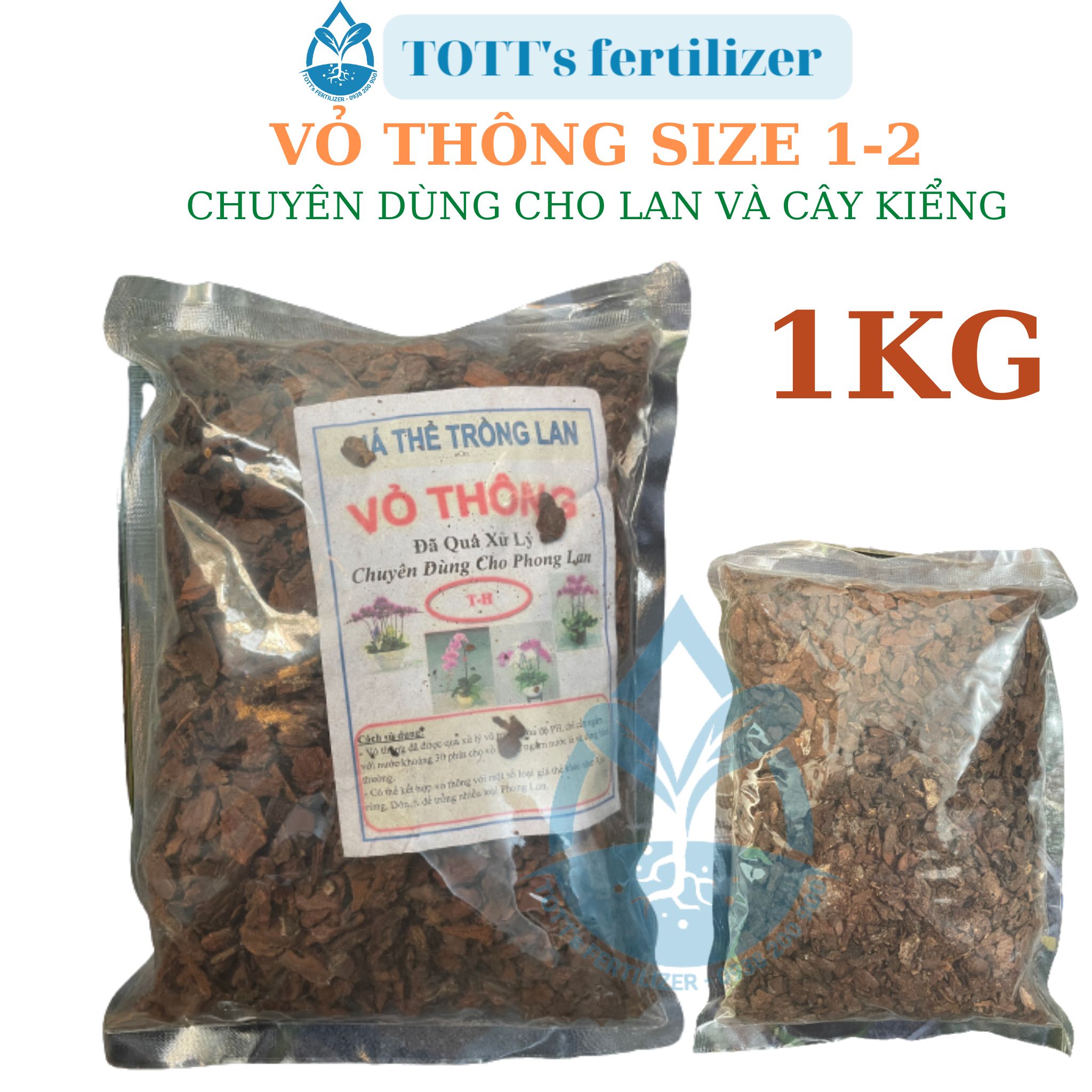 Vỏ thông size 1-2 cm đã qua xử lý - Giá thể vỏ thông trồng Phong Lan - Giá thể trồng Lan