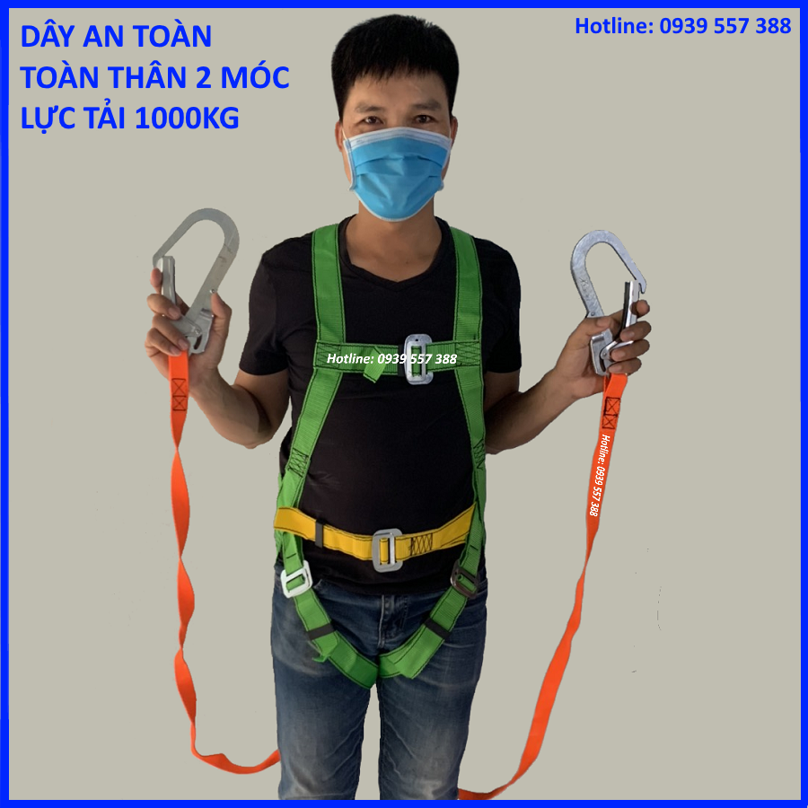 Dây đai an toàn toàn thân 2 móc , dây an toàn bảo hộ lao động làm việc trên cao , dây đai bảo hộ lao động - tải trọng 1000kg